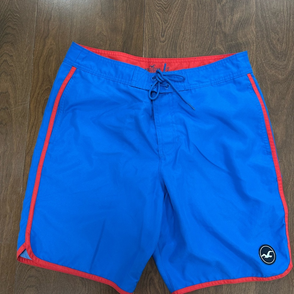 Hollister Blue and Red Board Shorts Quick-Dry Swimwear